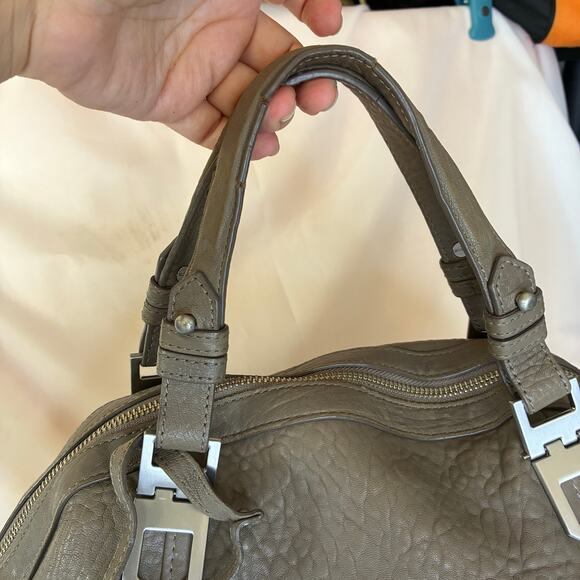 Allibelle Taupe Italian Leather Large Handbag Purse Crossbody Adjustable EUC - Picture 8 of 11